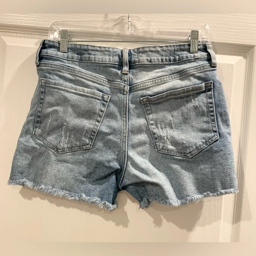JUST USA distress fray cut off denim shorts women’s size size 10 LARGE - Picture 6 of 15